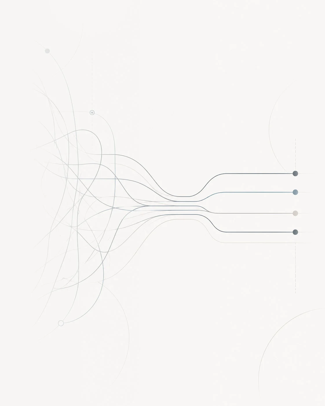 Tangled paths resolving into clean parallel lines